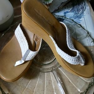 pair of white sandals size 8 made in Italy